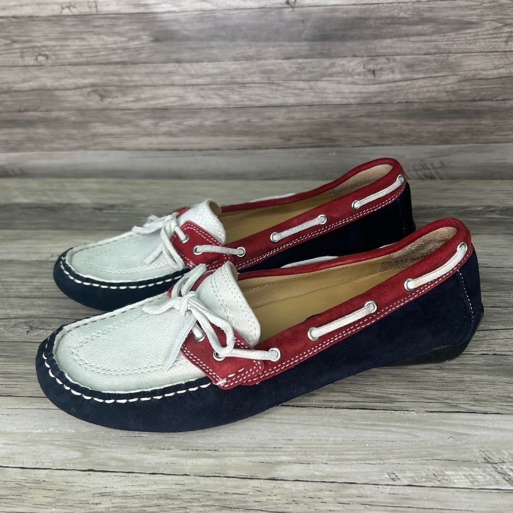 Van Eli Womens Shoes Slip On Suede Flat‎ Loafer Size 8 Boat Patriotic Nautical